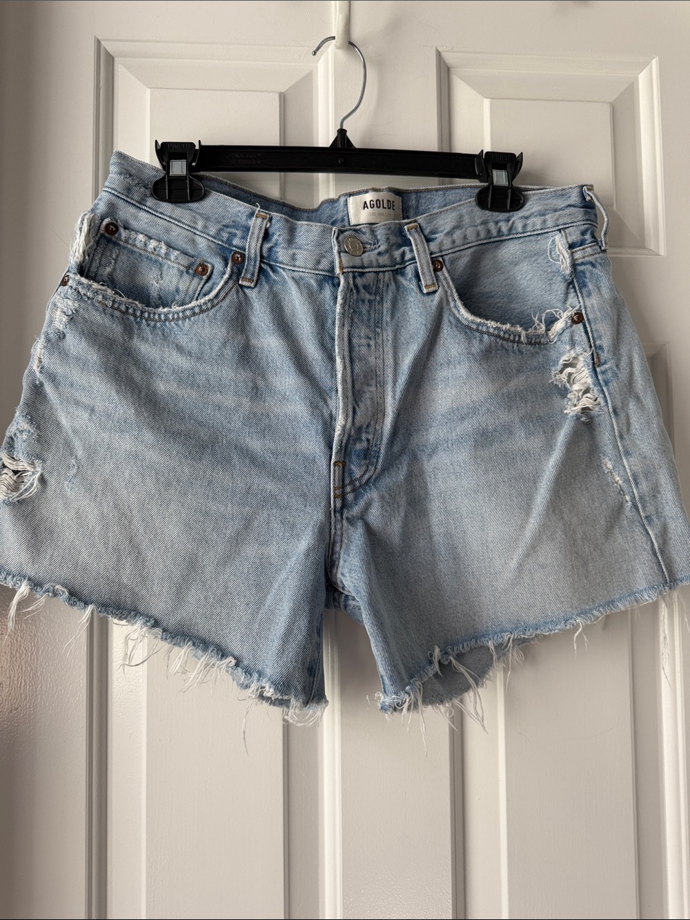 AGOLDE Parker Long Denim Shorts A9010-1141 High Rise Distressed parade wash